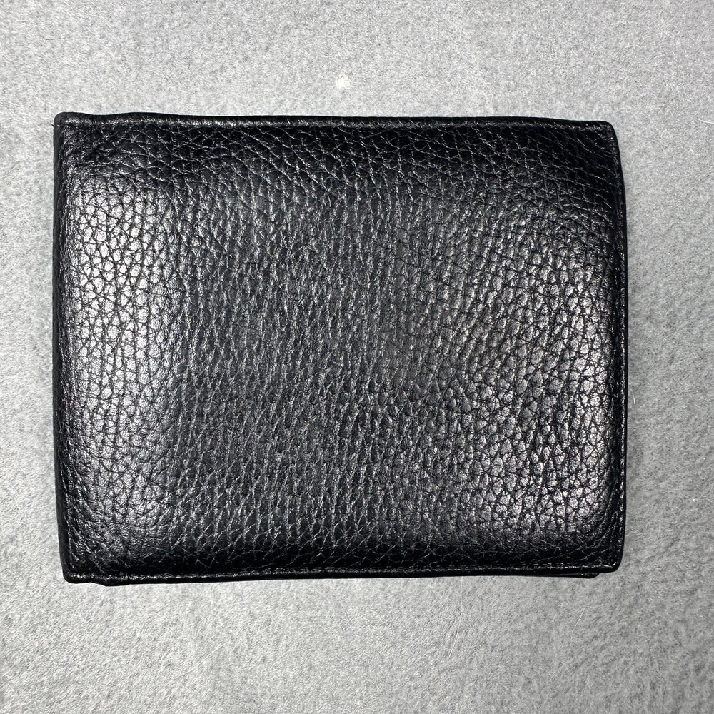 Mark Cross Black Pebbled Leather Bifold Wallet Made in Italy Mens